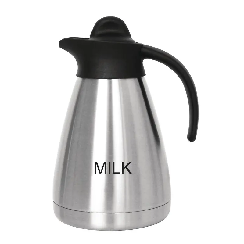 1-Litre Vacuum-Insulated Screw-Top Milk Jug – Stainless Steel (Olympia Cl372) 1