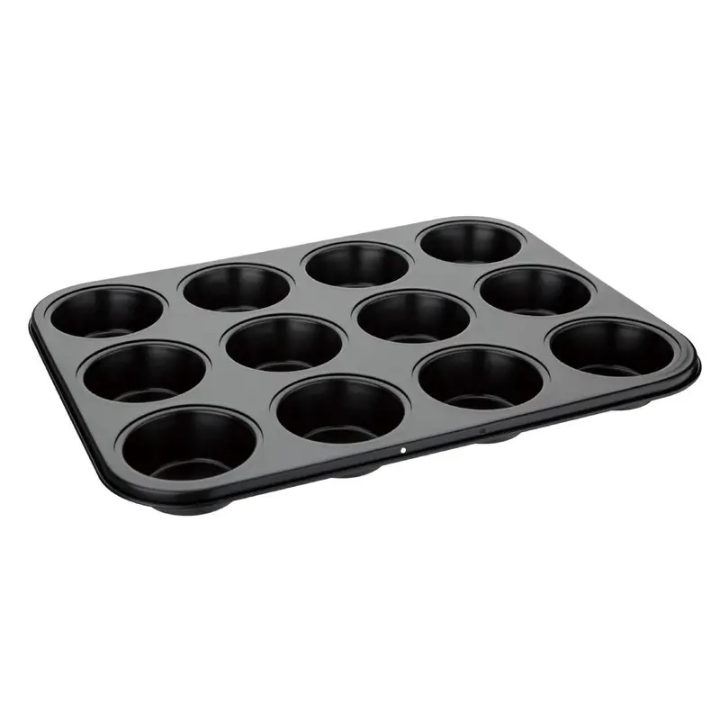 12-Cup Carbon Steel Muffin Tray – Non-Stick Coating – Vogue Gd011 1