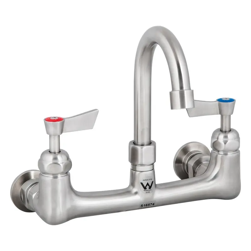 3Monkeez Exposed Wall-Mount Stainless Steel Faucet – 7" Gooseneck Swivel Spout, Model T-3Mewg07 1