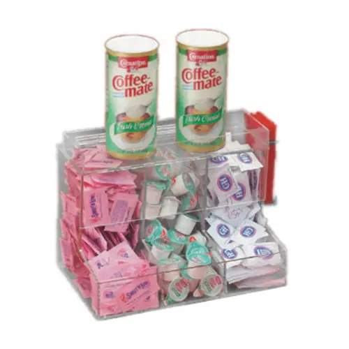 4-Section Clear Acrylic Coffee Condiment Organizer – 12" X 8" X 9.25" Modern Bar Accessory 1