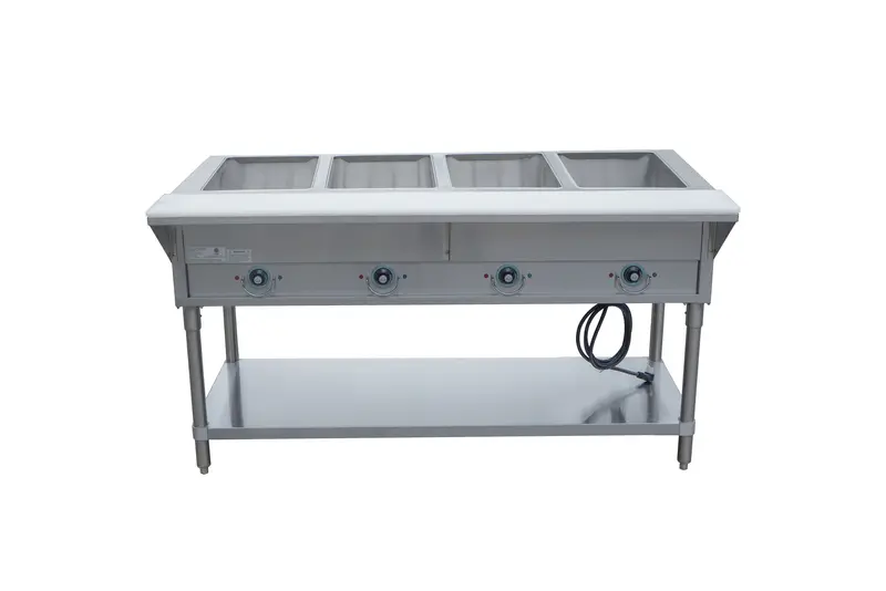 4-Well Stainless Steel Hot Food Steam Table – 208/240V Commercial Grade 1