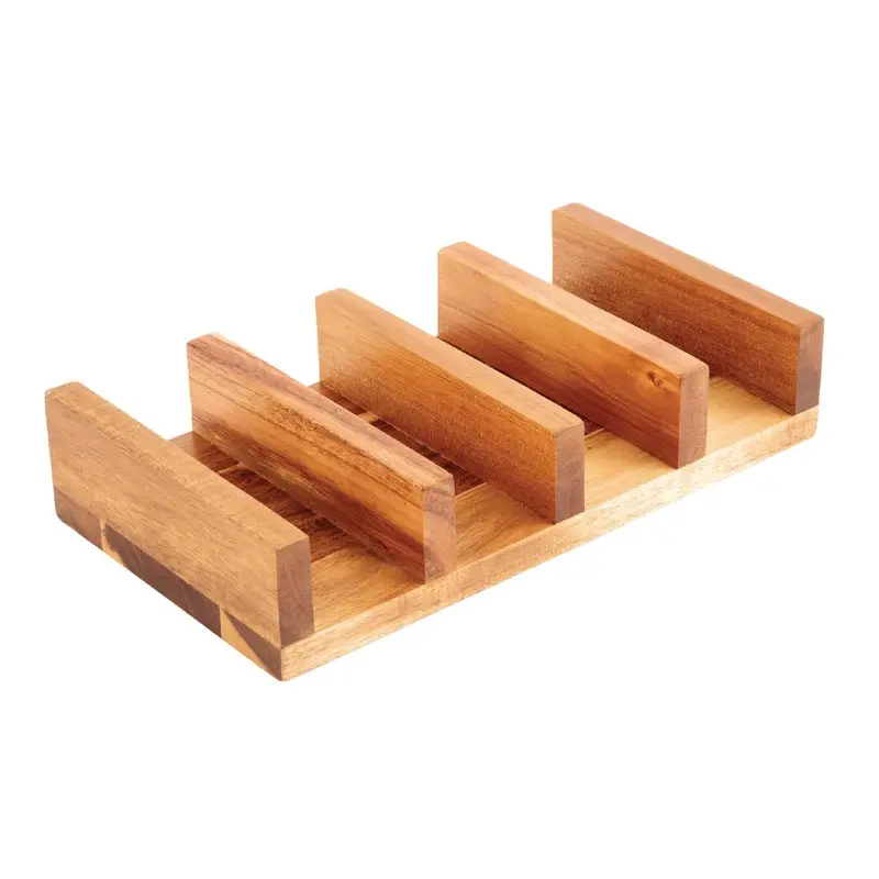 Acacia Wood Taco Stand – Natural Grain Serving Rack (Olympia Ck970) 1