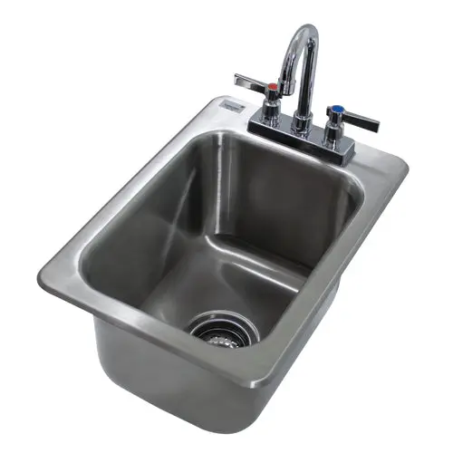 Advance Tabco Di-1-10-1X Compact Drop-In Sink — 10" × 14" × 10" Bowl, 20-Gauge 304 Stainless Steel 1