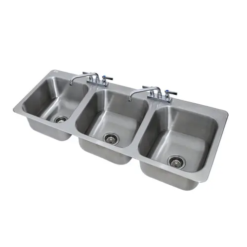 Advance Tabco Di-3-1410 Triple-Basin Drop-In Sink — 16" X 14" X 10" Bowls 1
