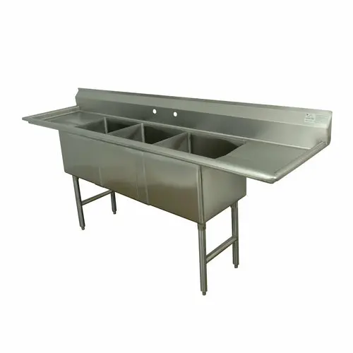 Advance Tabco Fc-3-1818-18Rlx 90" Commercial Triple-Basin Sink With Dual Drain Boards 1