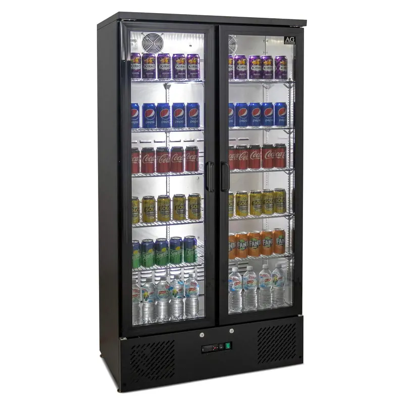 Ag B500G 477L Black Double-Glass-Door Backbar & Display Fridge 1