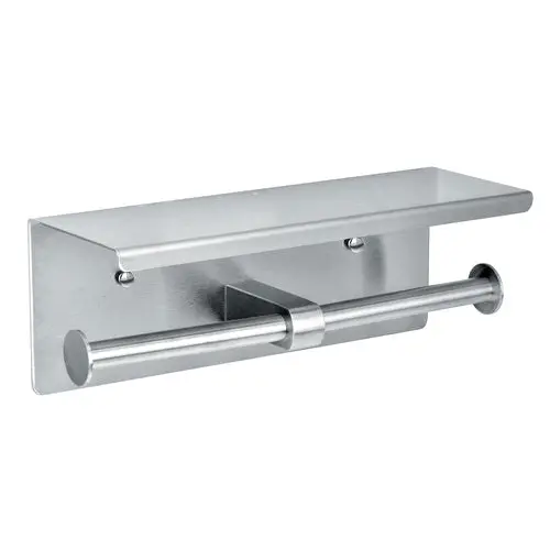 Alpine Industries Alp487-B Dual-Roll Toilet Paper Holder With Over-Mount Shelf – Brushed Stainless Steel 1