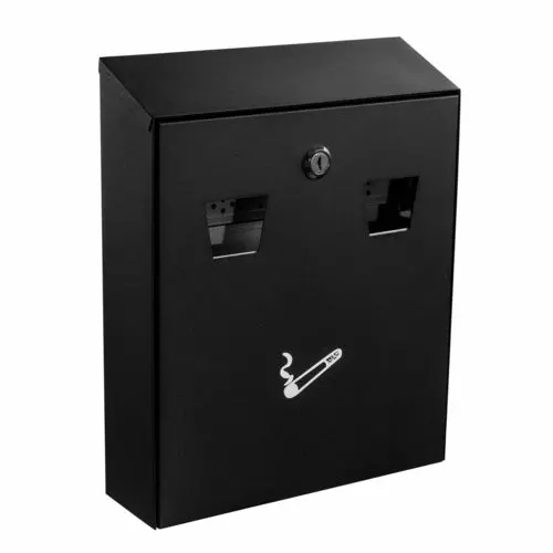 Alpine Industries Alp490-01-Blk Wall-Mounted All-In-One Cigarette Disposal Unit – Steel Construction 1
