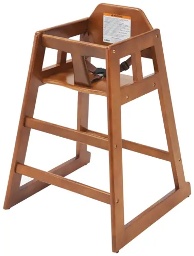 Assembled Rubberwood High Chair – Stackable, Walnut Finish, Winco Chh-104A 1