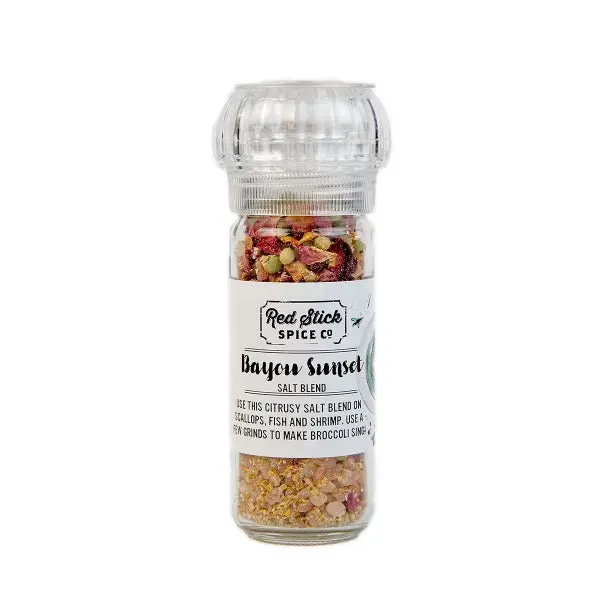 Bayou Sunset Salt Grinder – Cajun-Inspired Seasoning Mill With Red-Hued Flakes 1