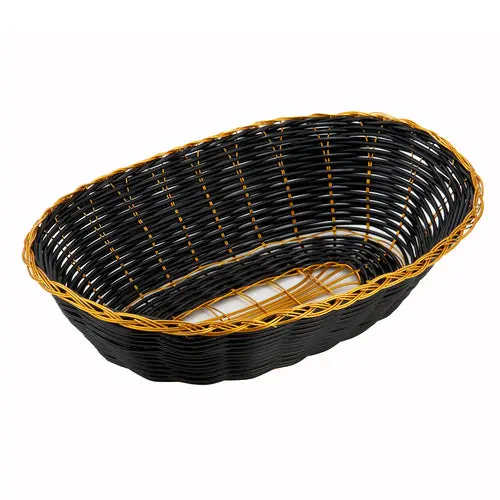 Black-And-Gold Poly-Woven Oval Basket – Durable Woven Design, Winco Pwbk-9V 1