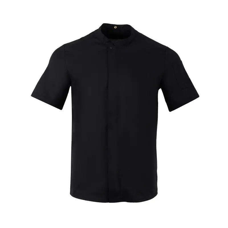 Black Short-Sleeve Zippered Chef Jacket – Southside Ba115 (S) 1