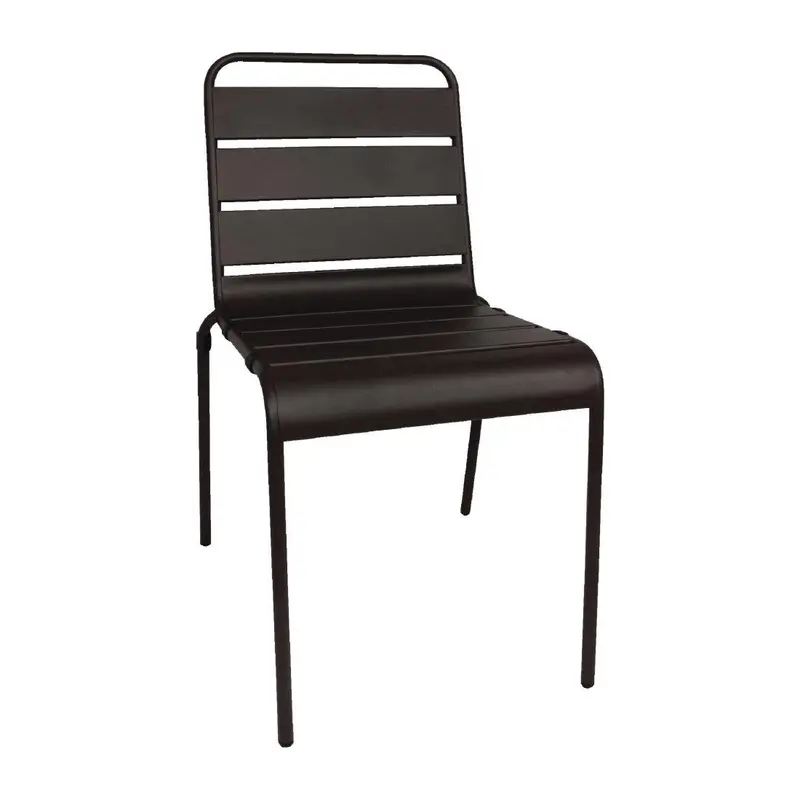 Black Slatted Steel Side Chairs – Ventilated & Stylish – Bolero Cs728 (4-Pack) 1