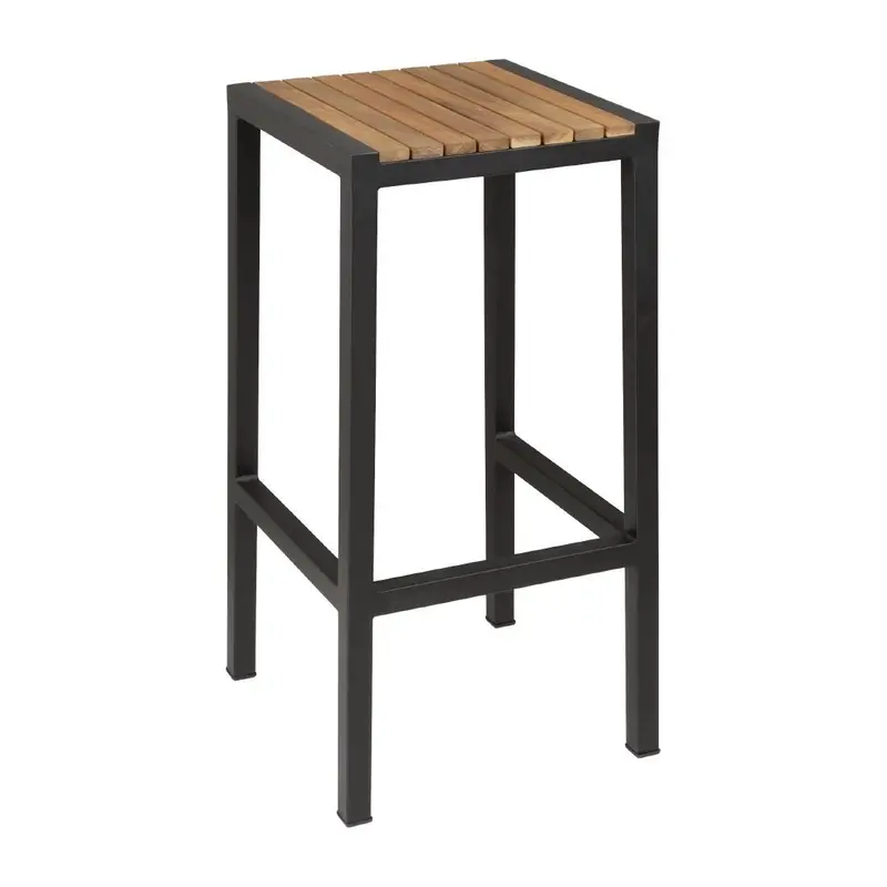 Black Steel And Acacia Wood Bar Stools – Industrial Style – Bolero Ds156 (2-Pack) 1