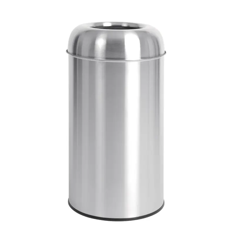 Bolero 40L Silver Open-Lid Stainless Steel Bullet Bin – Gk972 1