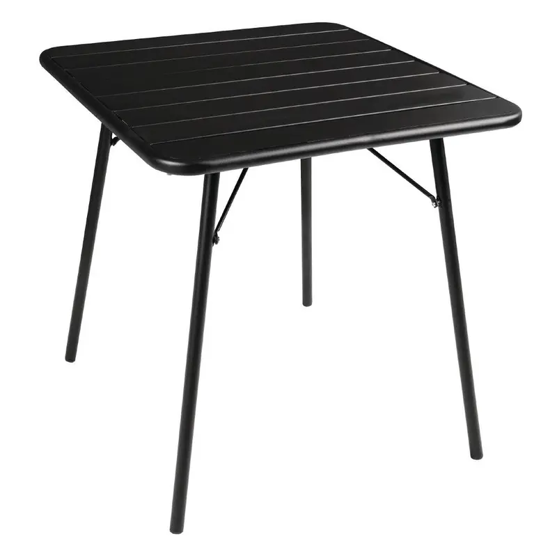 Bolero 700Mm Black Slatted Steel Square Table – Cs731 1