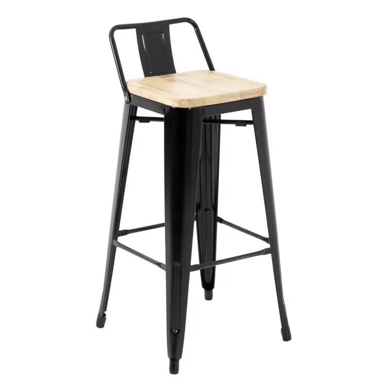 Bolero Bistro Black High-Bar Stools With Wooden Seat & Backrest (4-Pack) – Fb623 1