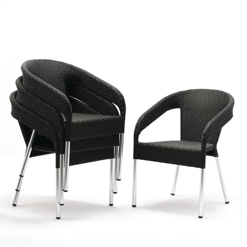 Bolero Charcoal Wicker Bistro Chairs With Wraparound Design – 4-Pack 1