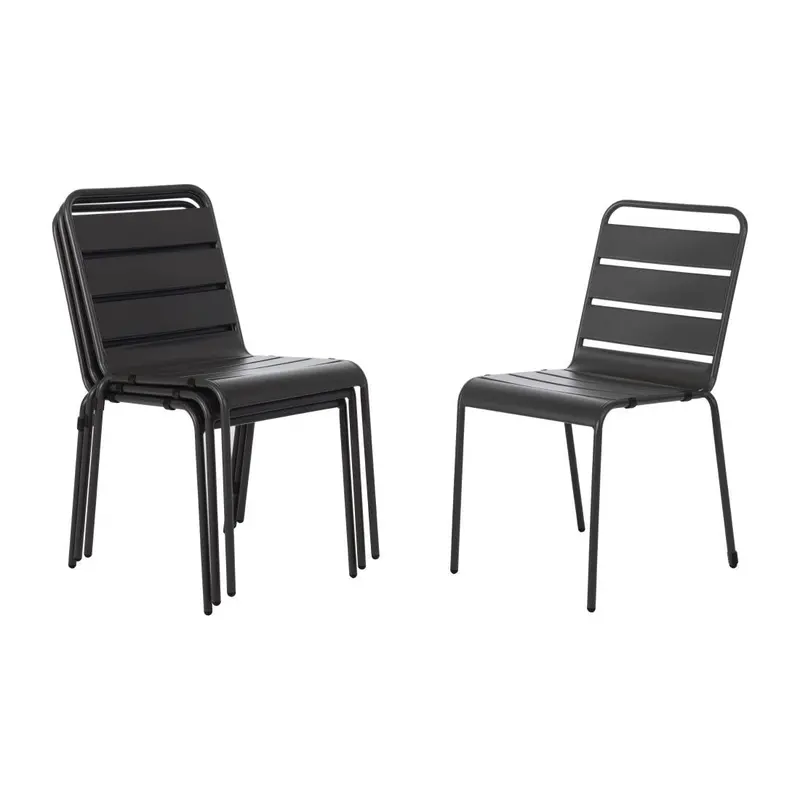 Bolero Grey Slatted Steel Side Chairs – Set Of 4 (Cs727) 1
