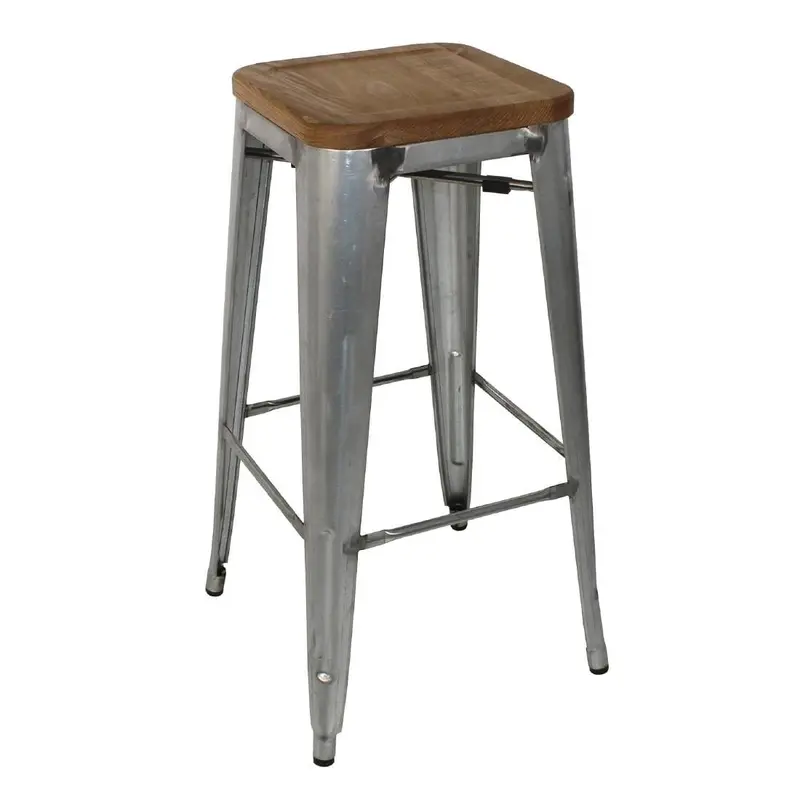 Bolero High Metal Bar Stool With Wooden Seat Pad – Model Gm638 1