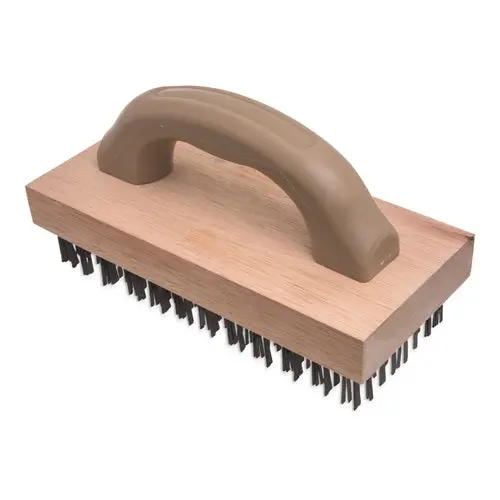 Butcher Block Brush With Flat Steel Bristles – 9.375" X 3.78" Tan 1