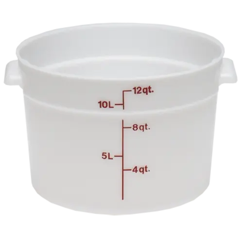 Cambro 12 Qt White Round Polyethylene Food Storage Container 1