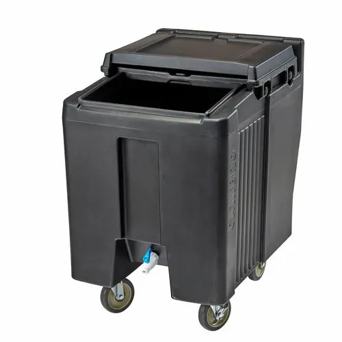 Cambro 125 Lb Slidinglid Insulated Mobile Ice Caddy – Black 1