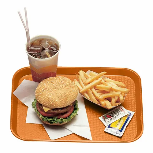 Cambro 14" X 18" Orange Fast Food Serving Tray – Lightweight Polypropylene 1
