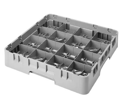 Cambro 16-Compartment Full-Size Soft Gray Cup Rack – 5 7/8" Slots 1