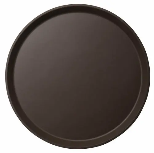 Cambro 900Ct138 9" Round Tan Non-Skid Fiberglass Tavern Serving Tray 1