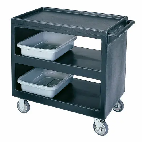 Cambro Bc235110 Black Three-Shelf Polyethylene Service Cart 1