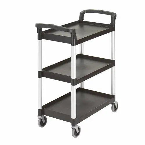 Cambro Bc331Kd110 Unassembled Black 3-Shelf Kd Small Service Cart 1