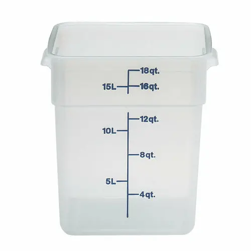 Cambro Camsquares 18-Quart Translucent Square Polypropylene Food Container 1