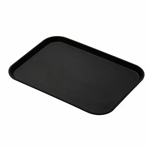 Cambro Camtread 12" X 16" Black Satin Non-Slip Serving Tray 1