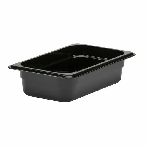 Cambro Camwear 1/4-Size 2.5-Inch Deep Black Polycarbonate Food Pan 1
