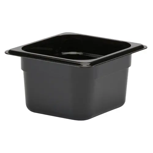 Cambro Camwear 1/6 Size Black Polycarbonate Food Pan – 4-Inch Depth 1