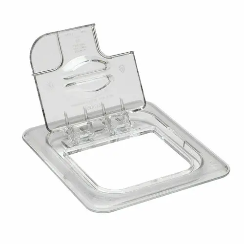 Cambro Camwear 1/6 Size Clear Polycarbonate Fliplid With Spoon Notch 1