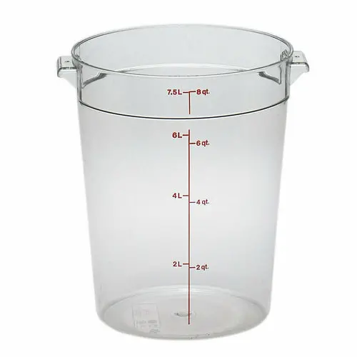 Cambro Camwear 8-Quart Clear Round Polycarbonate Food Container 1