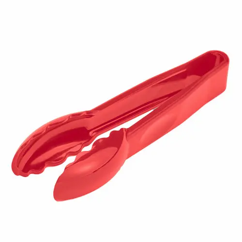 Cambro Lugano Red 6" Scallop Grip Plastic Tongs 1