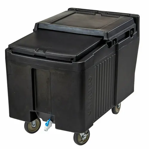 Cambro Slidinglid 175 Lb Black Mobile Ice Caddy 1
