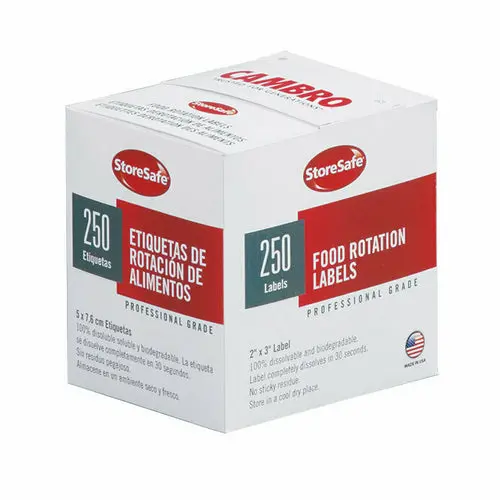 Cambro Storesafe Dissolvable Food Rotation Labels – 3" X 2", Blank, 250 Per Roll, 24 Rolls Per Case 1
