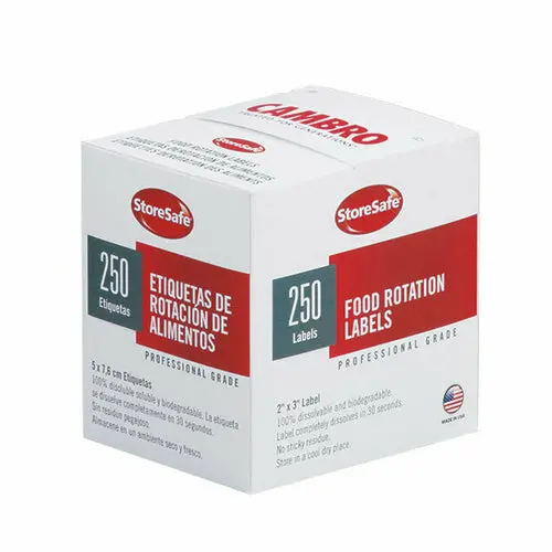 Cambro Storesafe Pre-Printed Dissolvable Food Date Labels – 3 X 2 Inches, 250 Per Roll 1