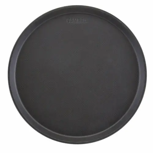 Cambro Treadlite 14" Round Non-Skid Serving Tray — Black Fiberglass 1