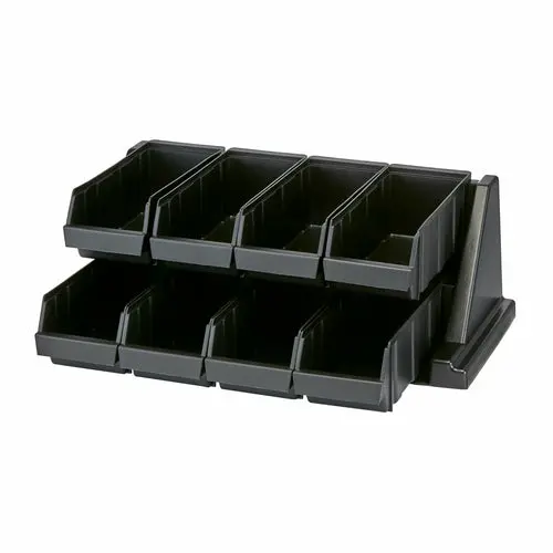 Cambro Versa Black 8-Compartment Self-Serve Condiment Organizer Bin 1