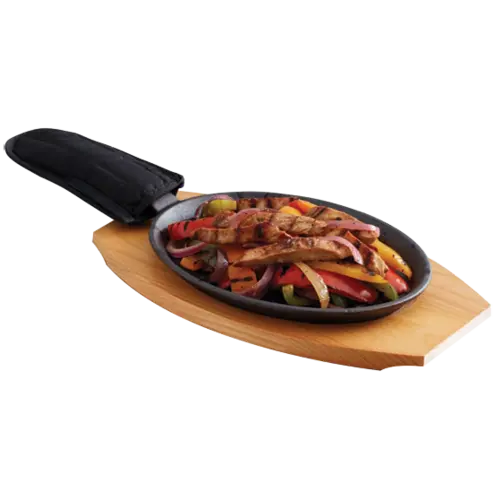 Cast Iron Fajita Platter Set – Ribbed 3-Piece Serving And Cooking System 1