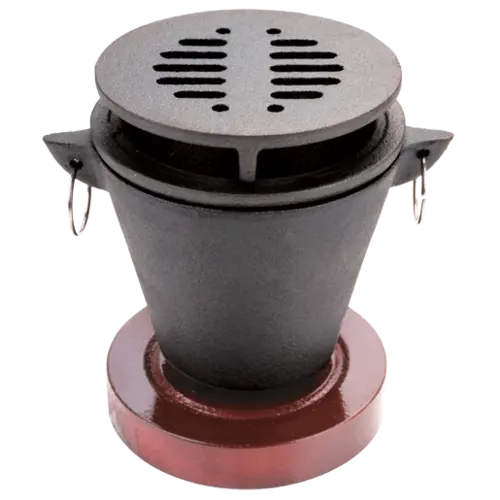 Chef Master 90206 Mini Hibachi Grill — Tabletop Charcoal Grill With Natural Wood Base 1
