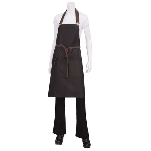 Chef Works Boulder Bib Apron – Brown & Black, 34" L × 30" W (Abwt051Bnb0) 1