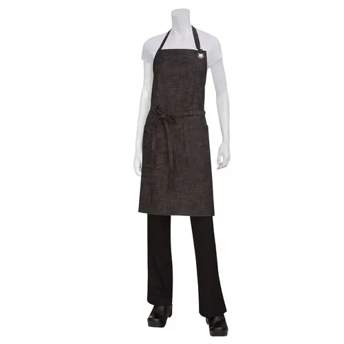 Chef Works Corvallis Bib Apron – Black & Burgundy, 34" L × 30" W (Abxx052Bbg0) 1