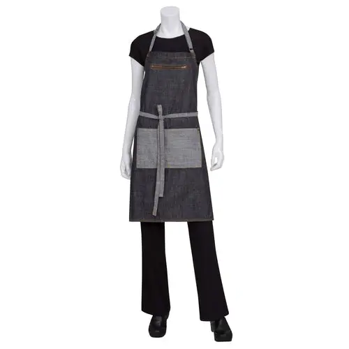 Chef Works Manhattan Bib Apron – 34-Inch Length × 30-Inch Width, Black Cotton Denim 1