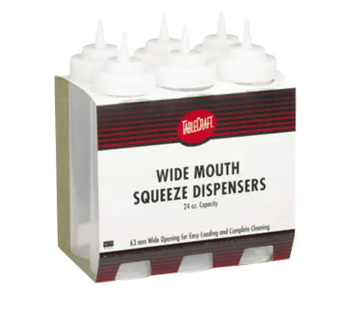 Clear 12 Oz Wide-Mouth Squeeze Bottles – 6-Pack, Tablecraft C112C 1